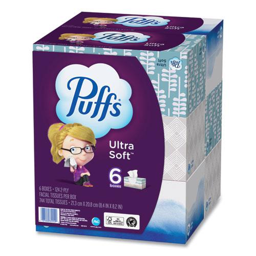Ultra Soft Facial Tissue, 2-Ply, White, 124 Sheets/Box, 6 Boxes/Pack, 4 Packs/Carton. Picture 6