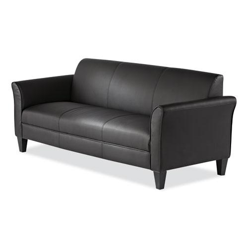Alera Reception Lounge Furniture, 3-Cushion Sofa, 77w x 31.5d x 32h, Black. Picture 3