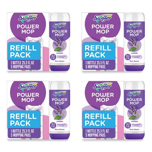 PowerMop Cleaning Solution and Pads Refill Pack, Lavender, 25.3 oz Bottle and 5 Pads per Pack, 4 Packs/Carton. Picture 1