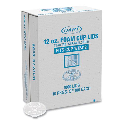 Lids for Foam Cups and Containers, Fits 12 oz Cups, Translucent, 1,000/Carton. Picture 1