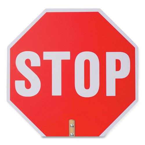Handheld Stop Sign, 18" Red/White Face, White Graphics. Picture 4