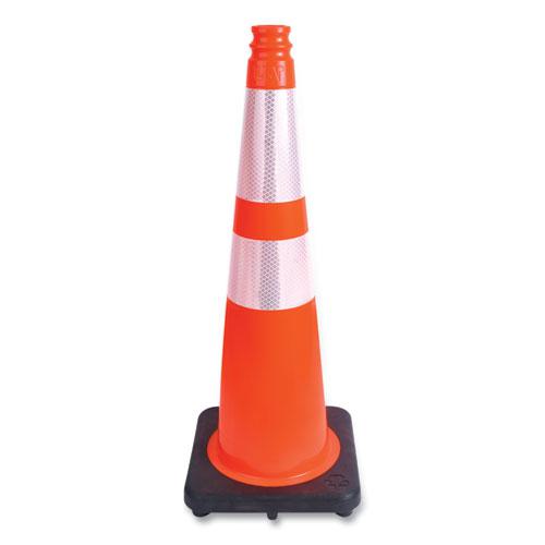 Traffic Cone, 10.75 x 10.75 x 28, Orange/Silver/Black. Picture 1