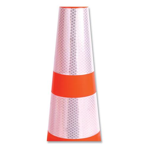 Traffic Cone, 10.75 x 10.75 x 28, Orange/Silver/Black. Picture 4