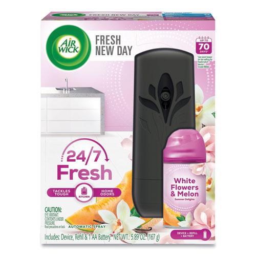 Freshmatic Life Scents Starter Kit, White Flowers and Melon Summer Delights, 5.89 oz Aerosol Spray, 4/Carton. Picture 1