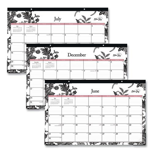 Analeis Academic Year Desk Pad Calendar, Floral Artwork, 17 x 11, White/Black/Coral Sheets, 12-Month (July-June): 2024-2025. Picture 3
