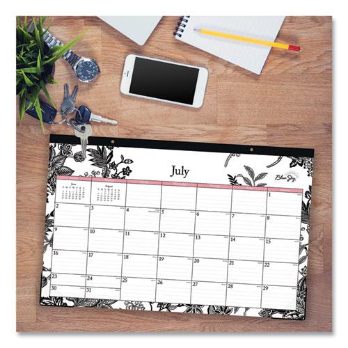 Analeis Academic Year Desk Pad Calendar, Floral Artwork, 17 x 11, White/Black/Coral Sheets, 12-Month (July-June): 2024-2025. Picture 4
