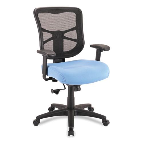 Alera Elusion Series Mesh Mid-Back Swivel/Tilt Chair, Supports Up to 275 lb, 17.9" to 21.8" Seat Height, Light Blue Seat. Picture 1