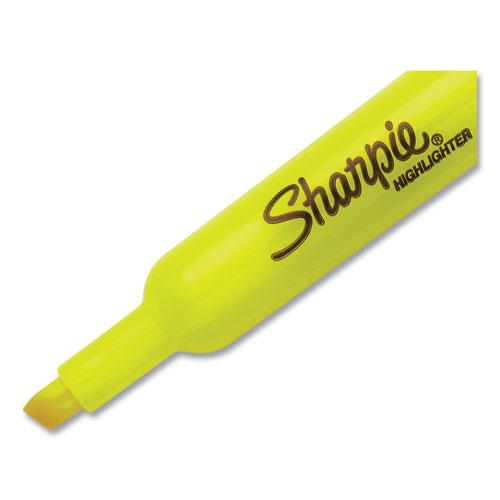 Tank Style Highlighters, Fluorescent Yellow Ink, Chisel Tip, Yellow Barrel, 5/Pack. Picture 3