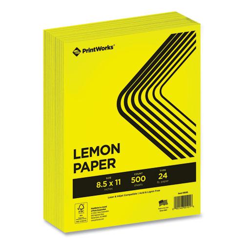 Color Paper, 24 lb Text Weight, 8.5 x 11, Lemon Yellow, 500/Ream. The main picture.