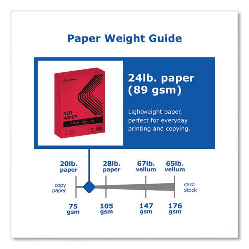 Color Paper, 24 lb Text Weight, 8.5 x 11, Red, 500/Ream. Picture 2