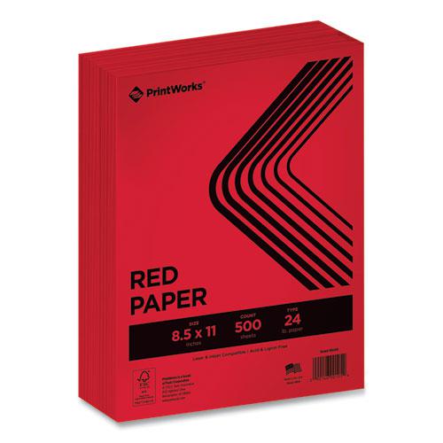 Color Paper, 24 lb Text Weight, 8.5 x 11, Red, 500/Ream. Picture 1