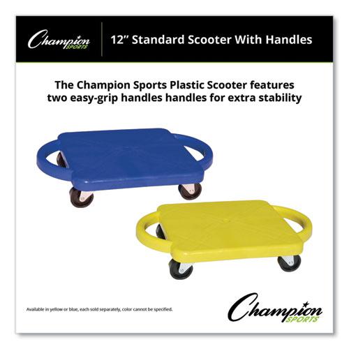 Scooter with Handles, Blue/Yellow, 4 Rubber Swivel Casters, Plastic, 12 x 12. Picture 5