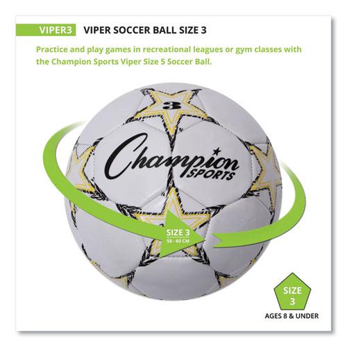 VIPER Soccer Ball, No. 3 Size, 7.25" to 7.5" Diameter, White. Picture 3