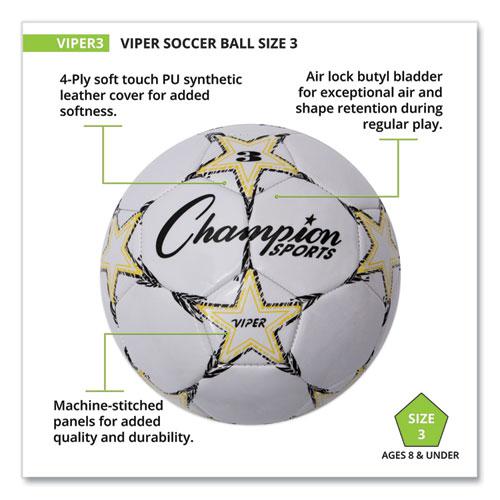 VIPER Soccer Ball, No. 3 Size, 7.25" to 7.5" Diameter, White. Picture 4