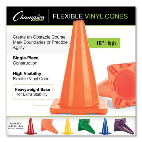 Hi-Visibility Vinyl Cones, 18" Tall, Orange. Picture 2