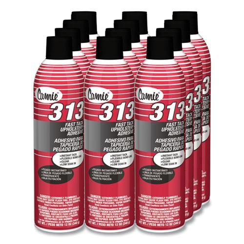 313 Fast Tack Upholstery Adhesive, 12 oz Aerosol Spray, Dries Clear, Dozen. Picture 1