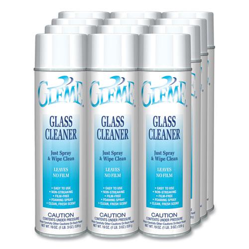 Gleme Glass Cleaner, Fresh Scent, 19 oz Aerosol Spray, Dozen. Picture 2