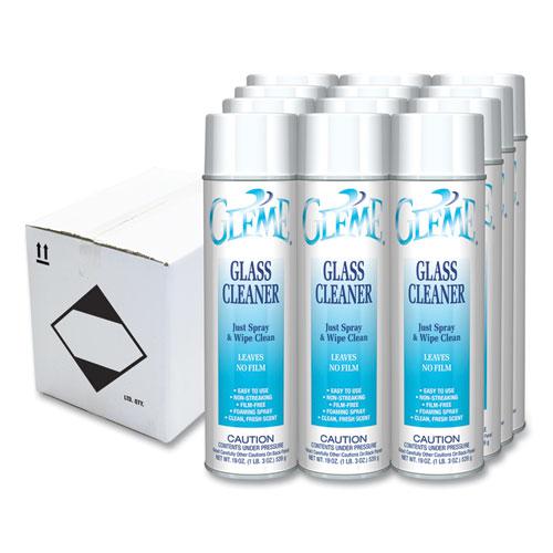 Gleme Glass Cleaner, Fresh Scent, 19 oz Aerosol Spray, Dozen. Picture 1