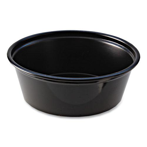 Portion Cups, 1.5 oz, Squat, Black, 250/Sleeve, 10 Sleeves/Carton. Picture 1