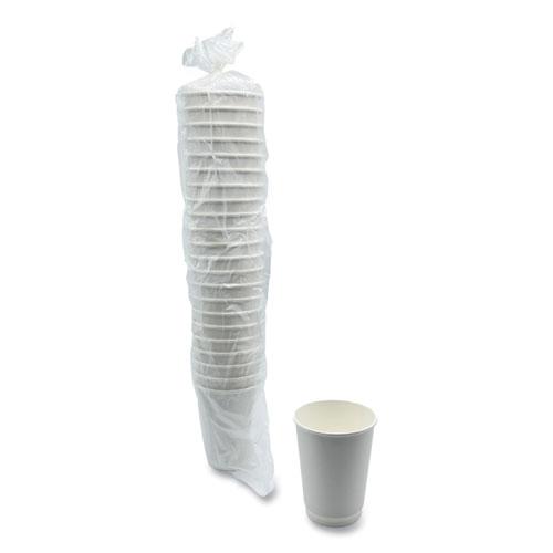 Paper Hot Cups, Double-Walled, 12 oz, White, 500/Carton. Picture 2