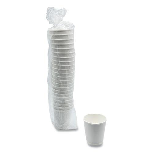 Paper Hot Cups, Double-Walled, 10 oz, White, 500/Carton. Picture 3