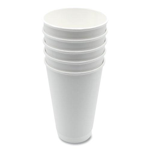 Paper Hot Cups, Double-Walled, 16 oz, White, 500/Carton. Picture 4
