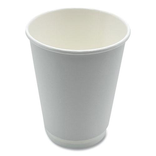 Paper Hot Cups, Double-Walled, 12 oz, White, 500/Carton. Picture 1