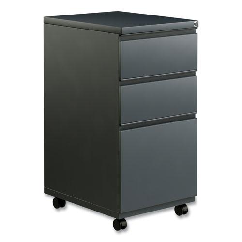 File Pedestal with Full-Length Pull, Left or Right, 3-Drawers: Box/Box/File, Legal/Letter, Charcoal, 14.96" x 19.29" x 27.75". Picture 1
