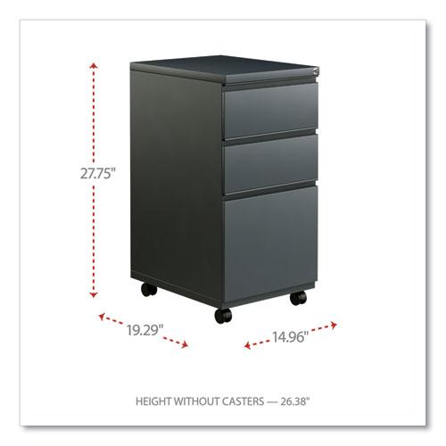 File Pedestal with Full-Length Pull, Left or Right, 3-Drawers: Box/Box/File, Legal/Letter, Charcoal, 14.96" x 19.29" x 27.75". Picture 2