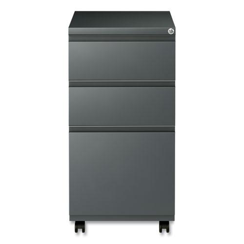 File Pedestal with Full-Length Pull, Left or Right, 3-Drawers: Box/Box/File, Legal/Letter, Charcoal, 14.96" x 19.29" x 27.75". Picture 5