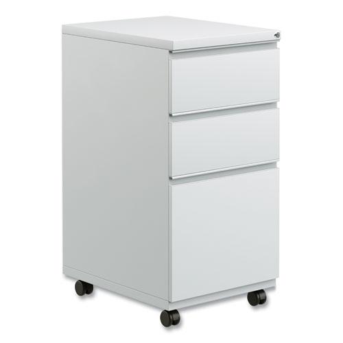 File Pedestal with Full-Length Pull, Left/Right, 3-Drawers: Box/Box/File, Legal/Letter, Light Gray, 14.96" x 19.29" x 27.75". Picture 1