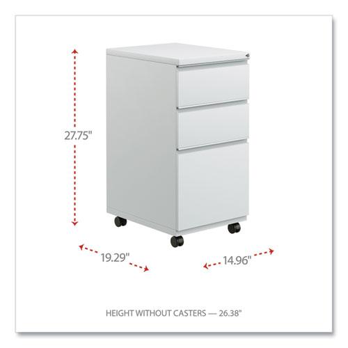 File Pedestal with Full-Length Pull, Left/Right, 3-Drawers: Box/Box/File, Legal/Letter, Light Gray, 14.96" x 19.29" x 27.75". Picture 2
