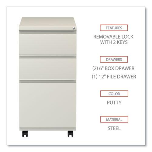 File Pedestal with Full-Length Pull, Left or Right, 3-Drawers: Box/Box/File, Legal/Letter, Putty, 14.96" x 19.29" x 27.75". Picture 3