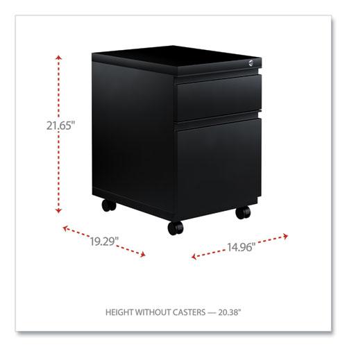 File Pedestal with Full-Length Pull, Left or Right, 2-Drawers: Box/File, Legal/Letter, Black, 14.96" x 19.29" x 21.65". Picture 2