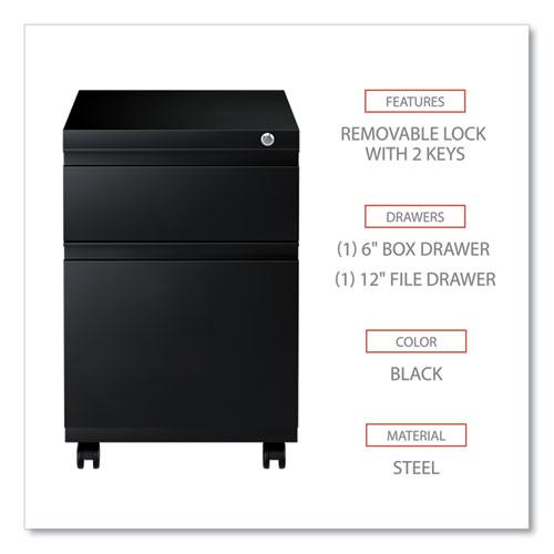 File Pedestal with Full-Length Pull, Left or Right, 2-Drawers: Box/File, Legal/Letter, Black, 14.96" x 19.29" x 21.65". Picture 3