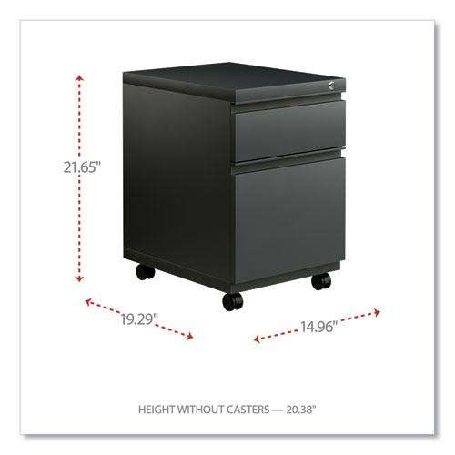 File Pedestal with Full-Length Pull, Left or Right, 2-Drawers: Box/File, Legal/Letter, Charcoal, 14.96" x 19.29" x 21.65". Picture 2