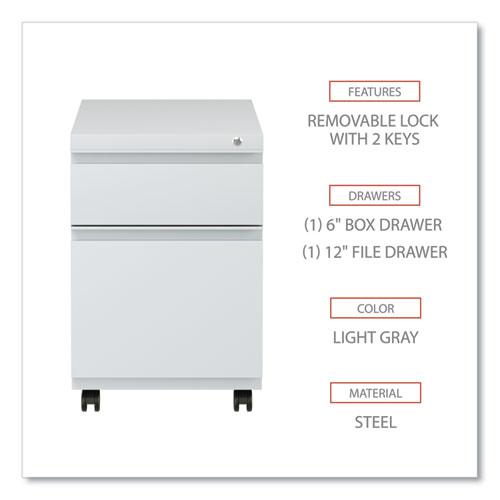 File Pedestal with Full-Length Pull, Left or Right, 2-Drawers: Box/File, Legal/Letter, Light Gray, 14.96" x 19.29" x 21.65". Picture 3