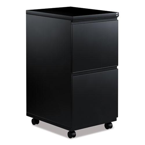 File Pedestal with Full-Length Pull, Left or Right, 2 Legal/Letter-Size File Drawers, Black, 14.96" x 19.29" x 27.75". Picture 1