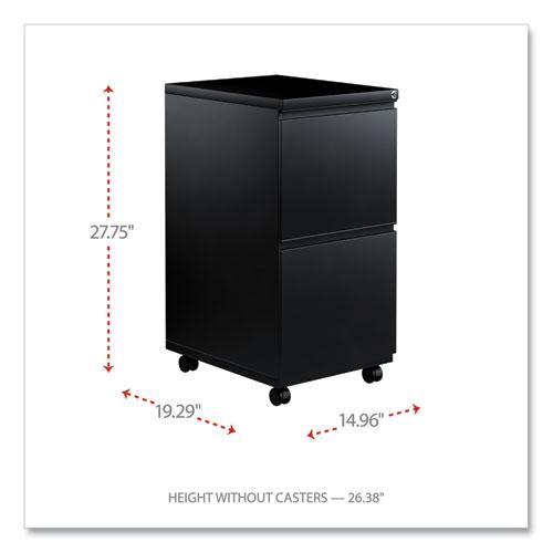 File Pedestal with Full-Length Pull, Left or Right, 2 Legal/Letter-Size File Drawers, Black, 14.96" x 19.29" x 27.75". Picture 2