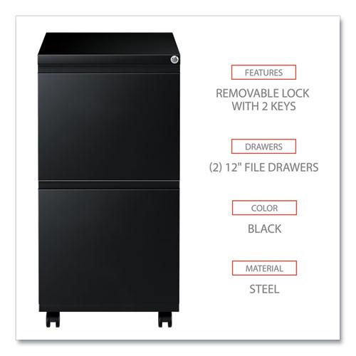 File Pedestal with Full-Length Pull, Left or Right, 2 Legal/Letter-Size File Drawers, Black, 14.96" x 19.29" x 27.75". Picture 3