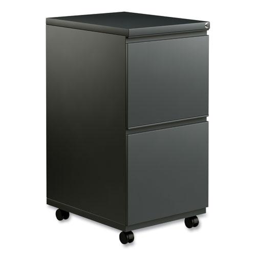 File Pedestal with Full-Length Pull, Left or Right, 2 Legal/Letter-Size File Drawers, Charcoal, 14.96" x 19.29" x 27.75". Picture 1