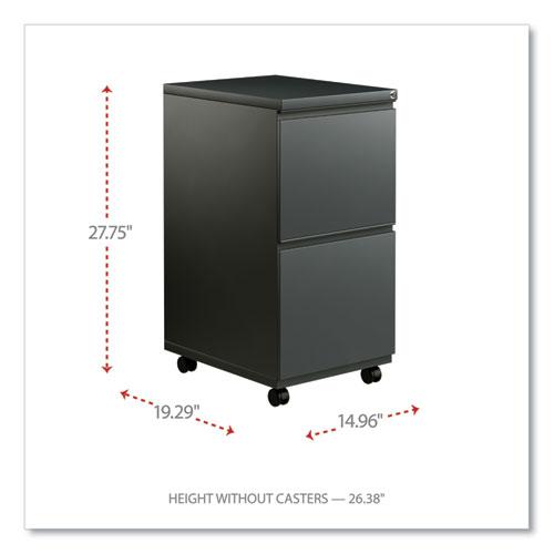 File Pedestal with Full-Length Pull, Left or Right, 2 Legal/Letter-Size File Drawers, Charcoal, 14.96" x 19.29" x 27.75". Picture 2