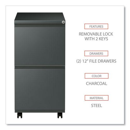 File Pedestal with Full-Length Pull, Left or Right, 2 Legal/Letter-Size File Drawers, Charcoal, 14.96" x 19.29" x 27.75". Picture 3