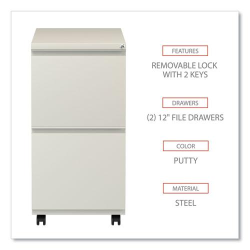 File Pedestal with Full-Length Pull, Left or Right, 2 Legal/Letter-Size File Drawers, Putty, 14.96" x 19.29" x 27.75". Picture 3