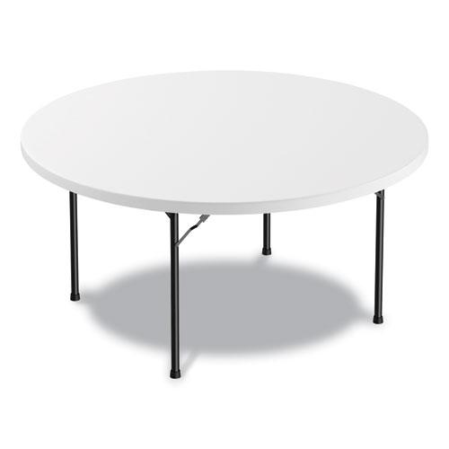 Round Plastic Folding Table, 60" Diameter x 29.25h, White. Picture 1