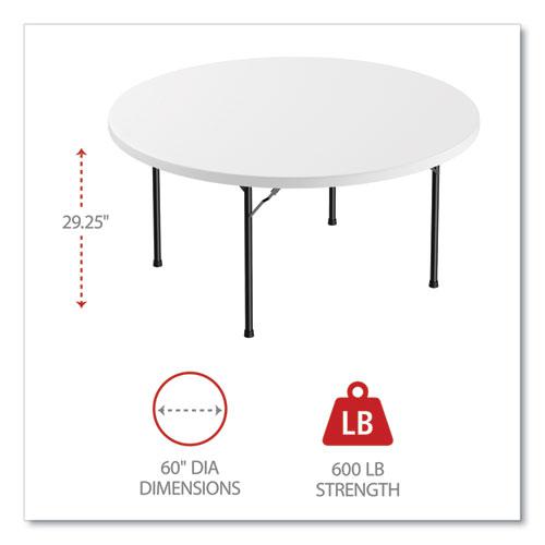 Round Plastic Folding Table, 60" Diameter x 29.25h, White. Picture 2