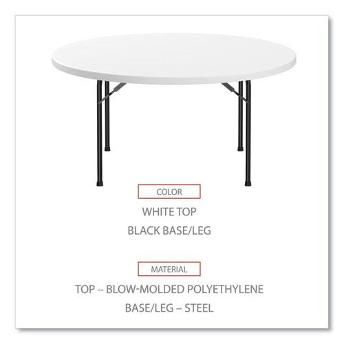 Round Plastic Folding Table, 60" Diameter x 29.25h, White. Picture 3