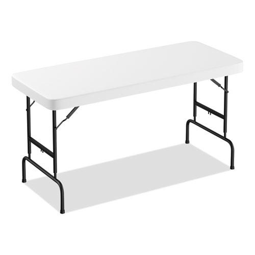 Adjustable Height Plastic Folding Table, Rectangular, 72w x 29.63d x 29.25 to 37.13h, White. Picture 1