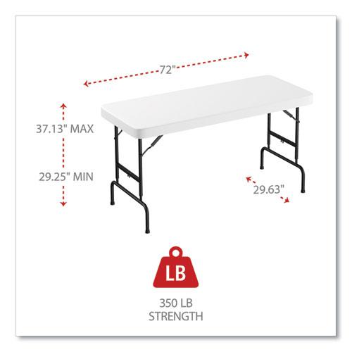 Adjustable Height Plastic Folding Table, Rectangular, 72w x 29.63d x 29.25 to 37.13h, White. Picture 2