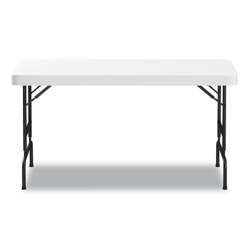 Adjustable Height Plastic Folding Table, Rectangular, 72w x 29.63d x 29.25 to 37.13h, White. Picture 7